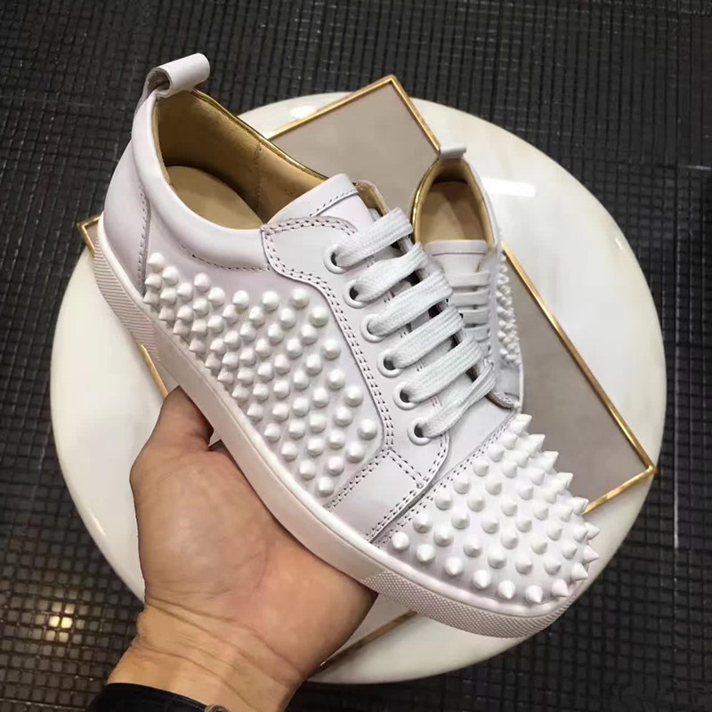 Street Perfect Street Hommes Femmes Designer Noir Blanc Cuir Véritable Chaussures de fond Red Top Top Top Top Top Baskets Casual Walking Flats Fl