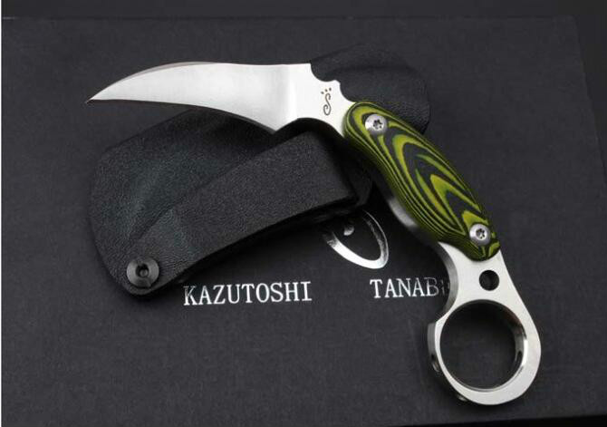 

kazutoshi tanabe ghost claw knife D2 60 HRC karambit Outdoor Hunting Knife Camping Survival Fixed Blade Knife 1PCS A1pa