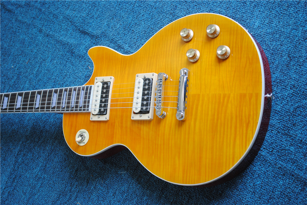 wholesale high quality Free Shipping New lp STANDARD Electric Guitar in Corrugated yellow Mahogany body and neck