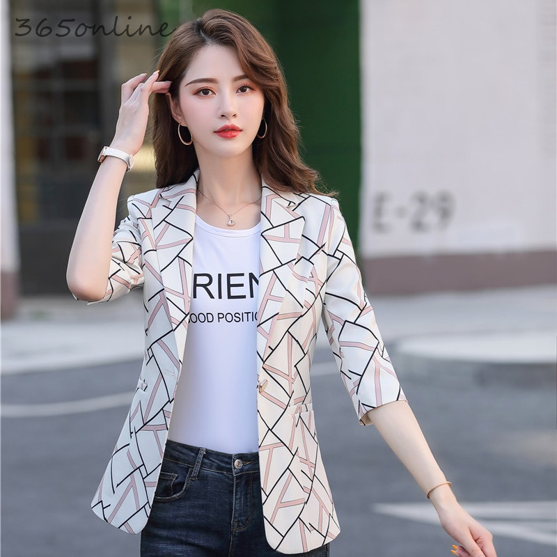 

New Fashion Styles Spring Summer Formal Business Blazers Coat for Women Professional Casual Styles Jackets Ladies Blaser Tops, White
