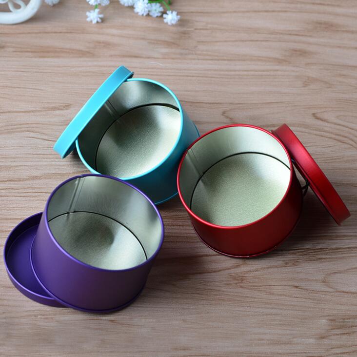 

10Pcs Round Iron Jar Metal Candy Packaging Box Purple/Blue Gift Boxes Wedding Favor Present Box Party Supplies 7.5x4.5cm