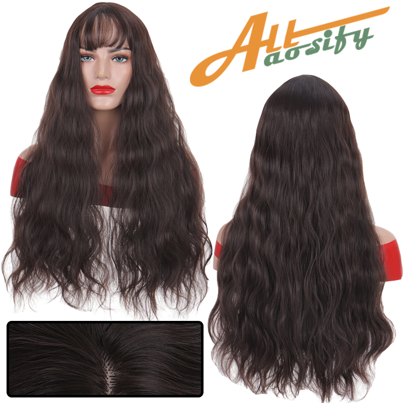 

Allaosify Synthetic fiber synthetic high temperature wigs Long wavy wigs Adjustable size Orange Black Brown