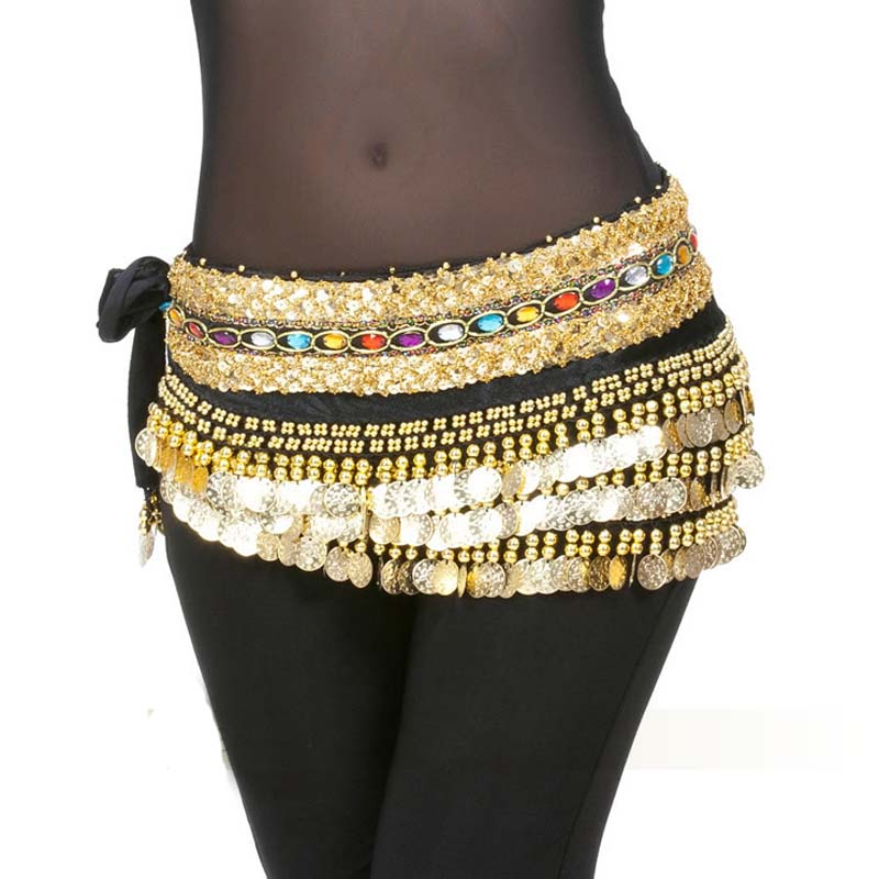 

2018 248-coin Double-strand Diamond Belly Dance Belt, Belly Dance Belts Belt Ornaments, Egypt Waist Chain, Black