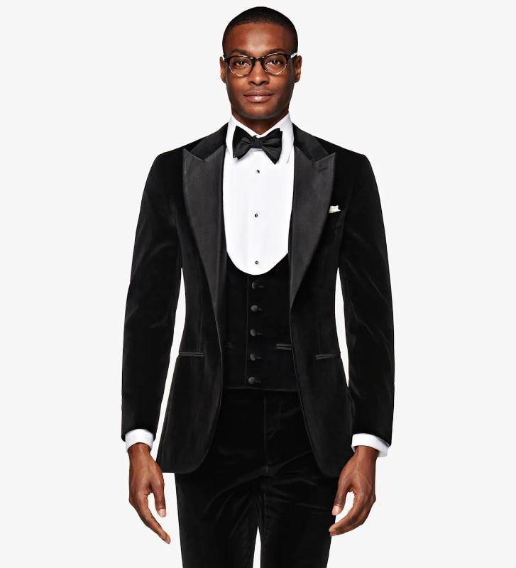 

Custom Made Men Suits Lapel Groom Tuxedos Velvet Best Men Wedding Groomsmen ( Jacket+Vest+Pants+Tie ) E377, Same the picture