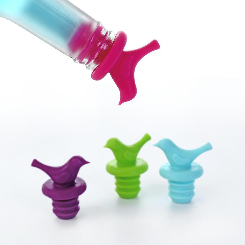 Small birds fresh silicone red bottle stopper creative environmental health non-toxic wine bottle cap wine accessories-image-529630487