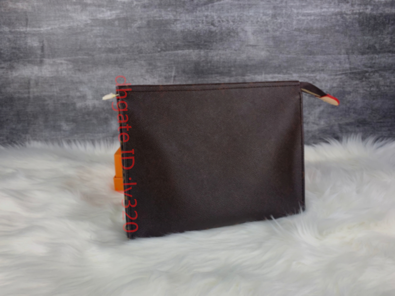 

Hotsales Travel Toiletry Pouch 26 cm Protection Makeup Clutch Womennew Genuine Leather Waterproof 19 cm Cosmetic Bags For Women + Dust Bag, Khaki oldflower