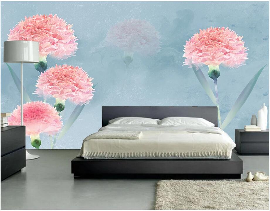 

3D room wallpaper wall sticker custom photo Hand painted wind retro carnation vintage mural wallpaper murals wallpaper for walls 3 d, Non-woven