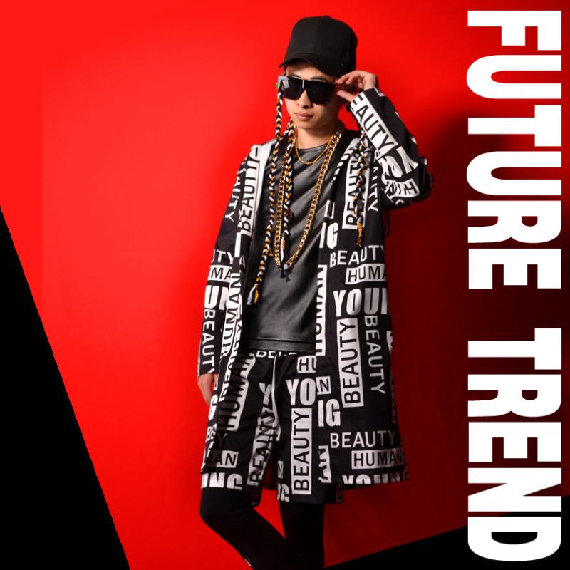 

Tailor-made Men Fashion Hip Hop Long Hooded Trench Coat Male Streetwear Casual Cardigan Jacket Dancer Singer Stage Costumes, Shorts and leggings