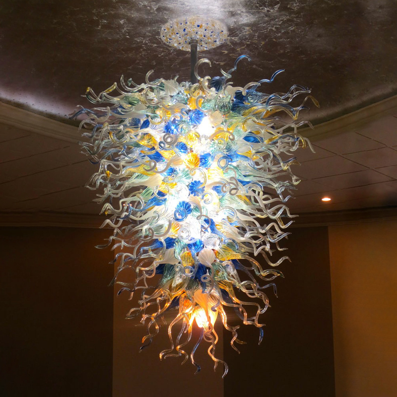 

Contemporary Ceiling Lights Lamps LED Light Source Italian Colored Flower Murano Pendant Large Hand Blown Glass Chandelier