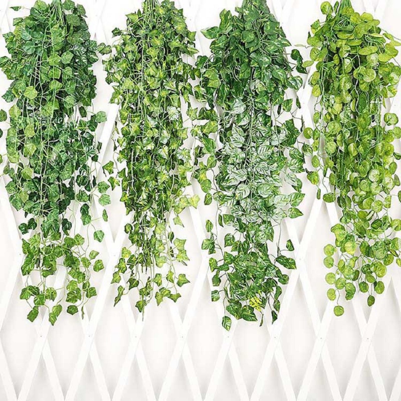 

Hanging Vine Leaves Artificial Grass Plants Garden Wedding Party Decorations Wall Decor Decorative Flowers Wreaths XD19868, As pic show