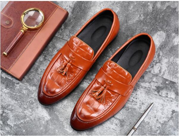 

Dress Mens slip-on tassel Shoes Leather Flats Wedding Office Oxfords Shoes For Men Pointed toe Formal large size 47 48, As pic 1