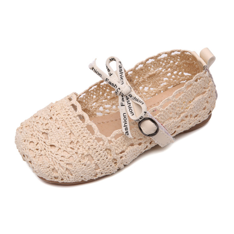 

New Arrivals Kids Girls Sandals Shoes Hollow Out Crochet Princess Sandals Low Heels Soft Sole Children Summer Shoes For Girls, Brown