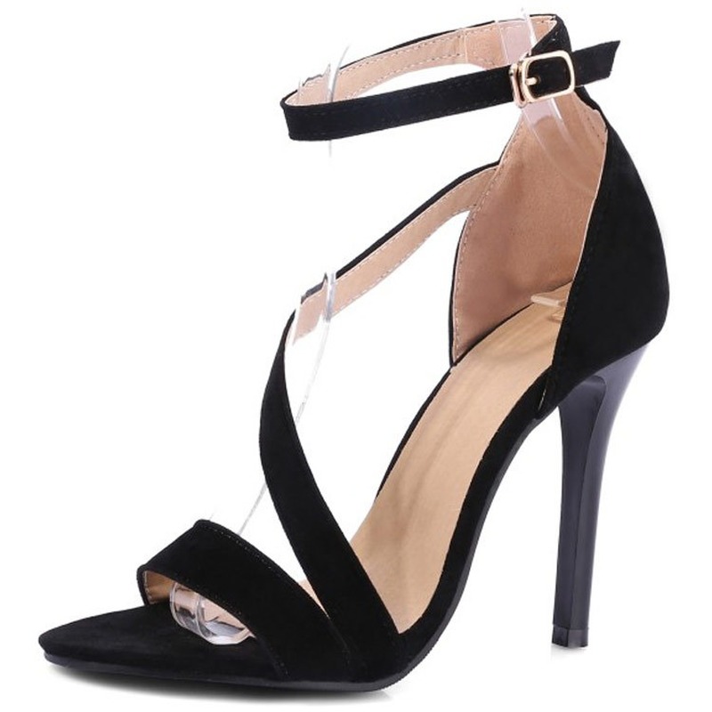 

2020 ankle strap high heel women sandals thin heel fashion open toe sandals women black red shoes