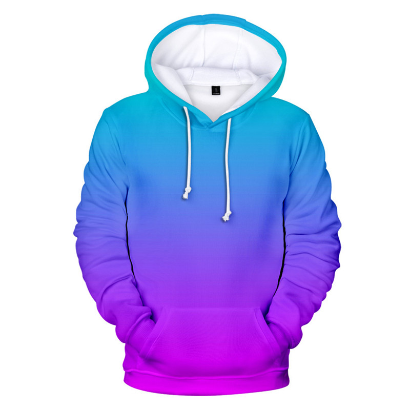 

3D Hoodies Colourful Gradient Sweatshirts Men Women Custom Solid Color Hooded Boys Girls Rainbow Pollovers Coats