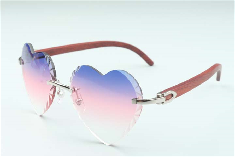 

Best-selling Direct sales high-quality new heart shaped cutting lens sunglasses 8300687, natural original wooden temples size: 58-18-135 mm
