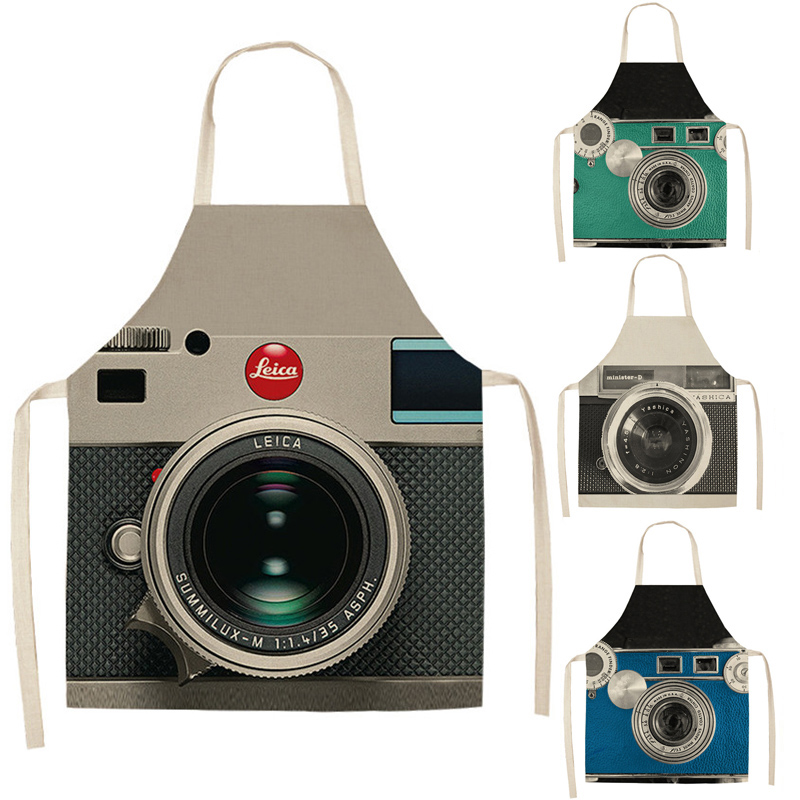 

Retro Camera Pattern Kitchen Aprons Woman Girl Cotton Vintage Camera Cooking Salon Vintage Apron Dress