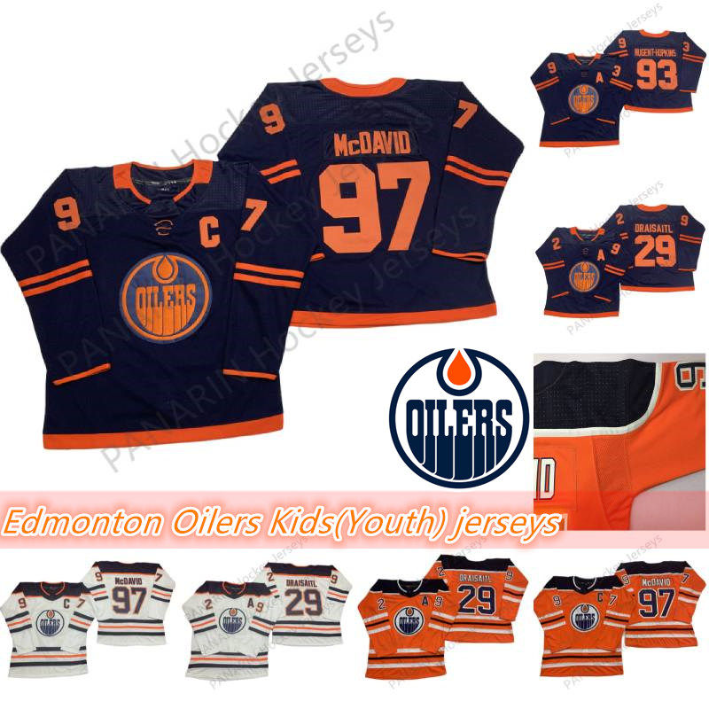 

Edmonton Oilers Kids(Youth) Jerseys 97 Connor McDavid Jersey 29 Leon Draisaitl 93 Ryan Nugent-Hopkins Breathable Hockey Jerseys, White