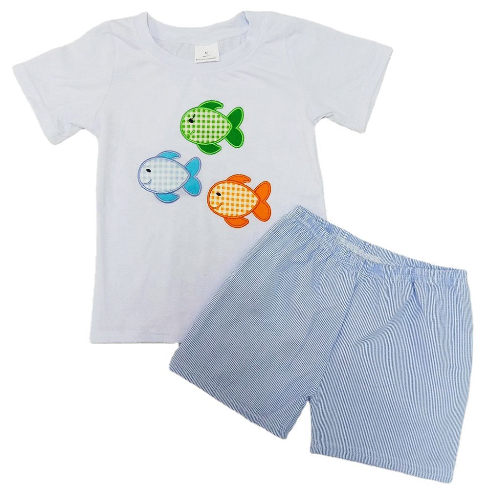 enfants vêtements de créateurs garçons boutique tenues 2020 broderie enfants vêtements d'été ensemble tout-petits garçons tenues à manches courte