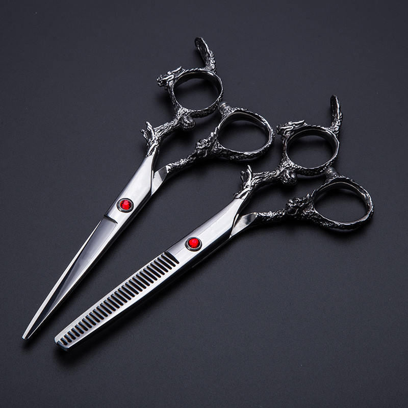 

professional 6 inch Japan 440C dragon hair scissors bag set cutting scissor barber thinning shears scisors hairdressing scissors