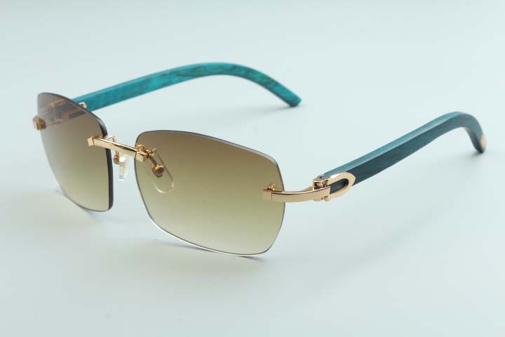 

2020 new factory direct sales simple sunglasses sunglasses A11-B3524012 luxury frameless natural green / color wooden temple sunglasses