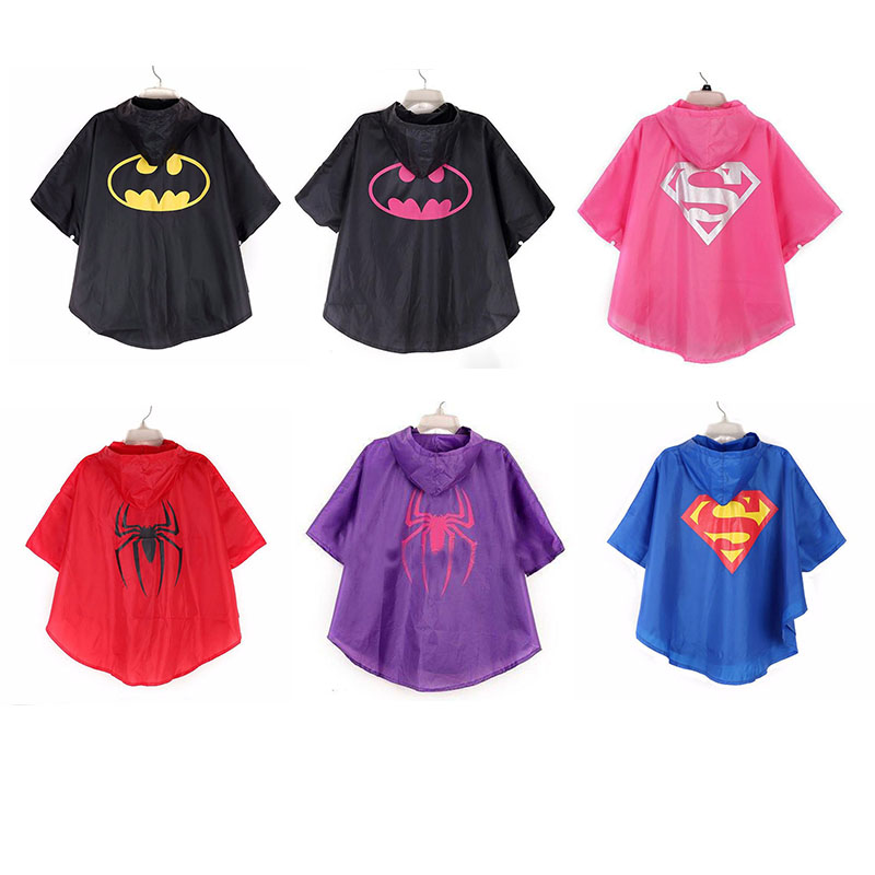 

Kids Waterproof Cool Raincoat Print 6Style Rain Clothes Cosplay Costume Rain Gear Full Body Outdoor Wear With Button For child Rain Coat 10p, Red;brown