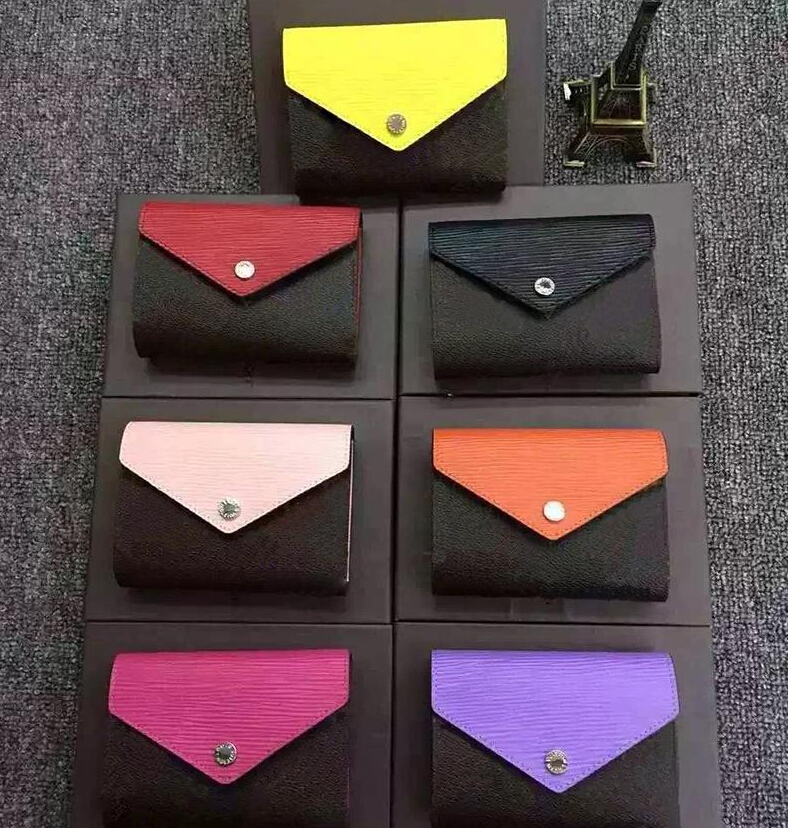 

2018 Wholesale Designer Wallet leather multicolor coin purse short wallet Polychromatic purse lady Card holder classic mini zipper pocket, Red;black