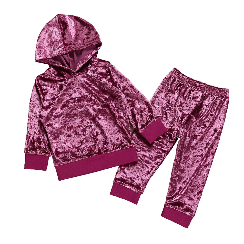

boutique kids fashion clothing set Toddler Kids Baby Girls Long Sleeve Solid Tops+Pants Outfits Set Clothes tracksuit for girls, Coffee
