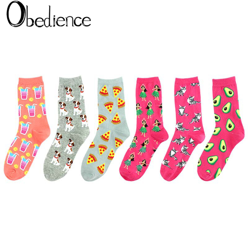 

2019 New fashion lady cartoon animal socks cute creative flower animals cat dog printed cotton socks hot sell, 03