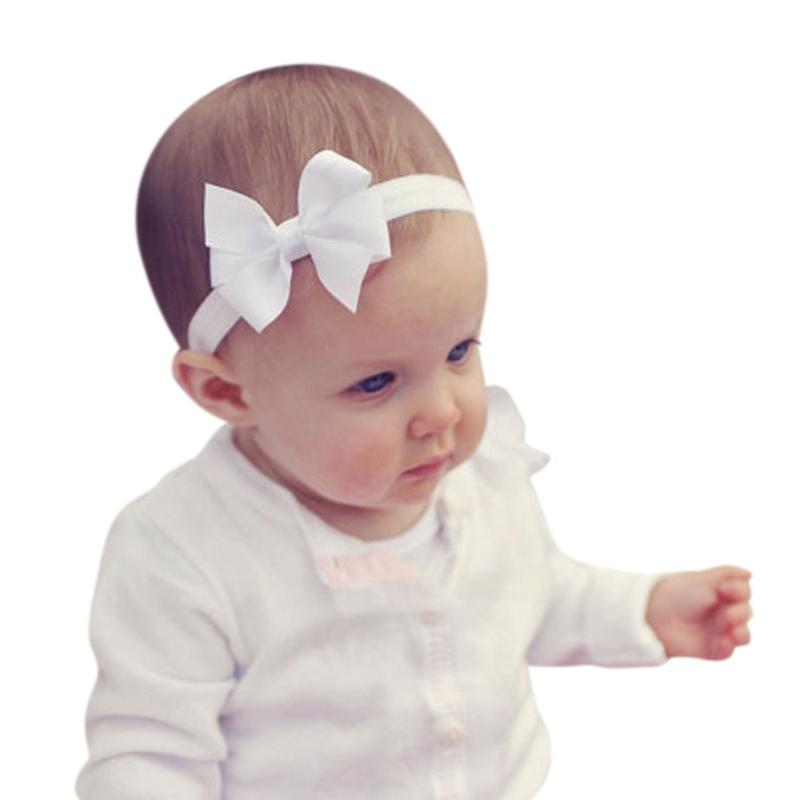 

MUQGEW 2020 New Headband Solid Bow Know Baby Hair Accessories 3Pcs Kids Elastic Girl Headbands Headband For Girls Newborn Girl, White