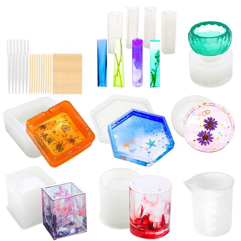 

Silicone Molds for Resin Epoxy Resin Casting Art Molds for Diy Cup Pen Soap Candle Holder Ashtray Flower Pot Pendant Cy