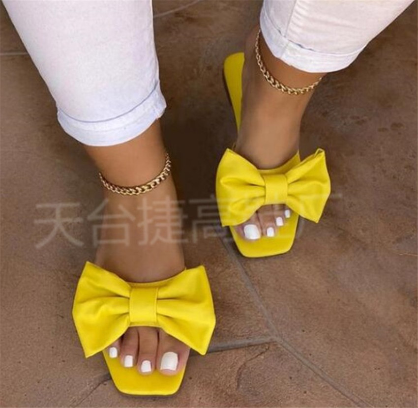 

Fashion Hot Ladies Slippers Flat Bow Sandals Casual Beach Shoes PH-CFY20061839, White