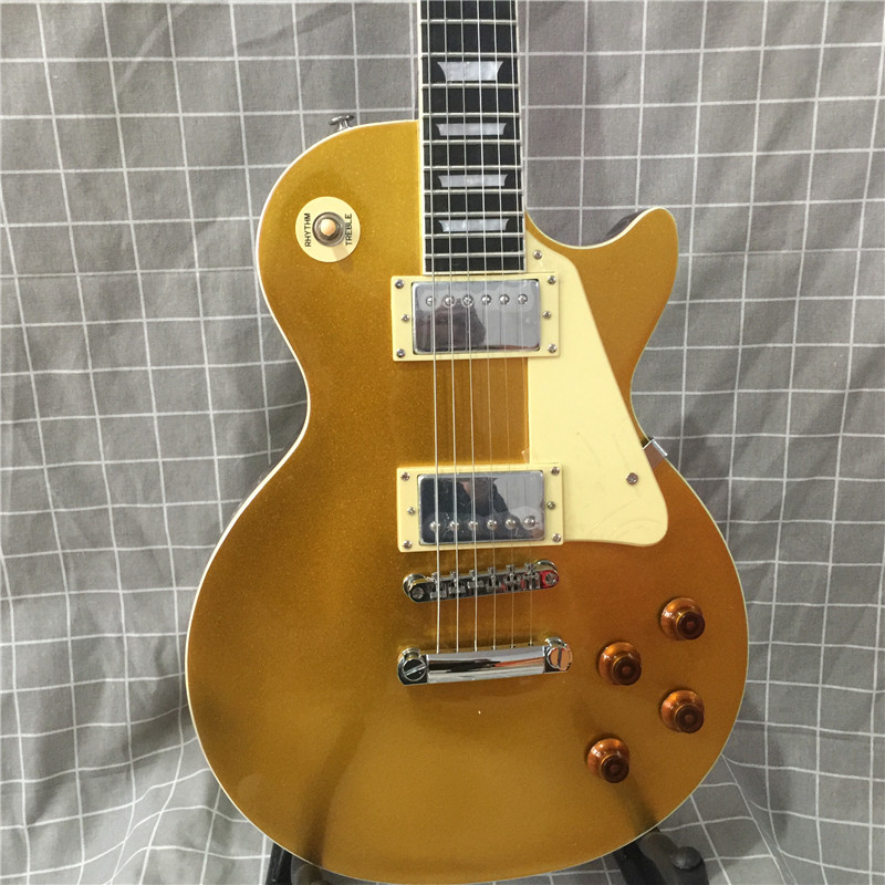 Guitares en gros Nouvelle arrivée haut doré Guitare électrique Custom Shop Guitare ébène Fretboard Frets reliure