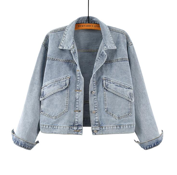 

2020 Plus Denim Jacket Women Boyfriend Jean Coat Streetwear Harajuku Vintage Autumn Basic Outerwear, Blue