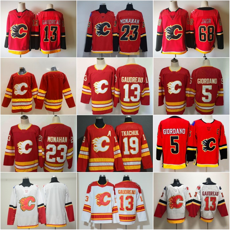 

2020 Calgary Flames Hockey Jerseys 19 Matthew Tkachuk 13 Johnny Gaudreau 5 Mark Giordano 23 Sean Monahan Stitched Shirts, As
