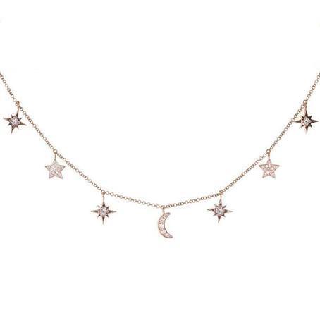 

925 Sterling Silver Jewelry Love Moon Star Necklaces & Pendants Chain Choker Necklace Collar Women Statement Jewelry Bijoux T190626