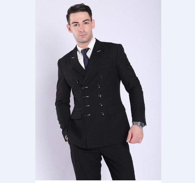 

Double Breasted Suits Mens Wedding Suits sets 2 pcs Men Homme Mariage Slim Fit Formal Blazer, Black