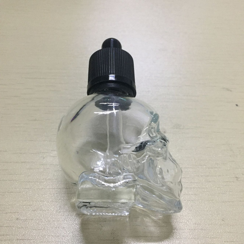 

15ml 30ml skull empty dropper glass bottle essential oil glass bottle jars with childproof tamper evident cap for ejuice vape bottle