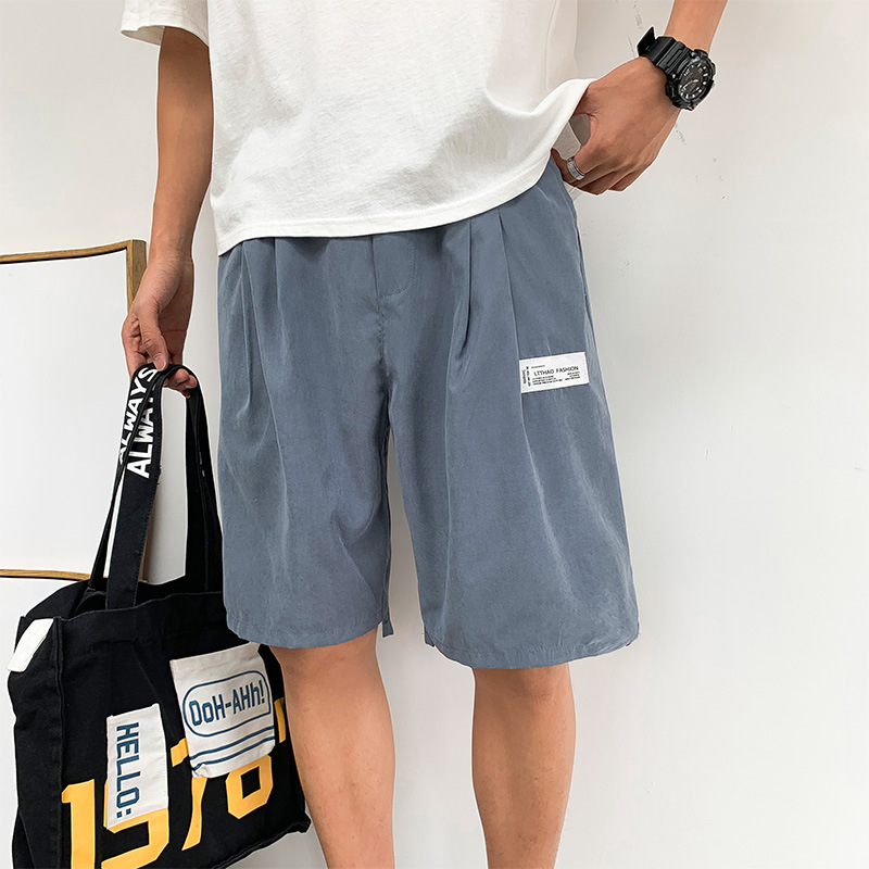 

Januarysnow Summer Men's Thin Casual Shorts Fashion Brand Ins Hong Kong Style Sports Pants Loose Straight Tube Wear Beach 5-point Pants, Orange