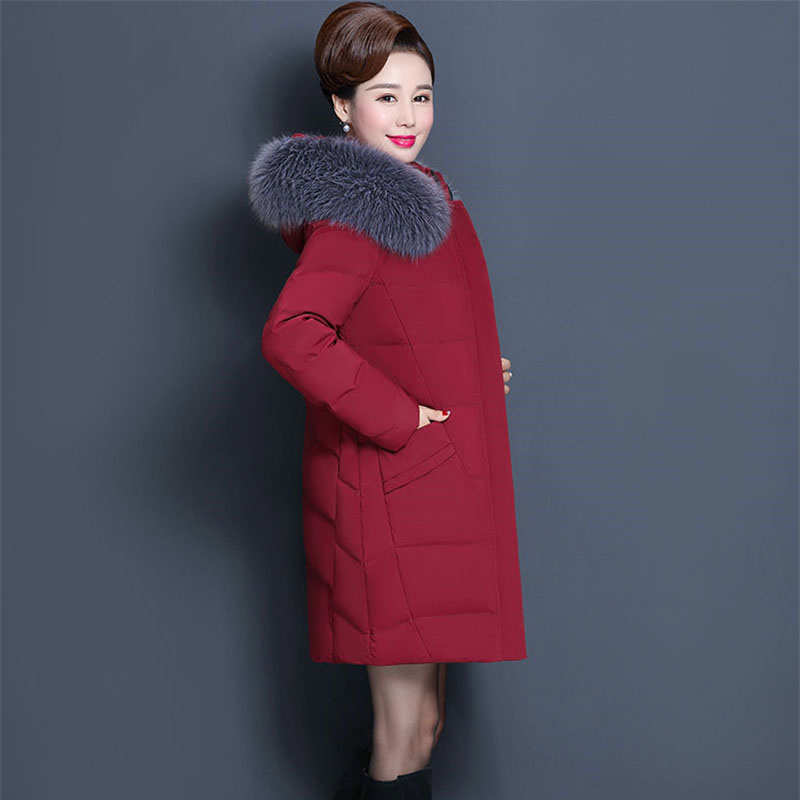 

Winter Women Down Jacket 2018 Middle-Aged Down Jacket Female 40-50 Years Old Middle-Aged Ladies Coat Thick Mid-Long Parkas Cw218, Black
