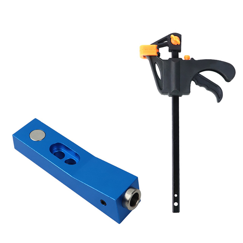 

Single Hole Pocket Hole Jig Kit Bevel Angle Drill Guide Set With Magnet Drill Bit Puncher Carpentry Woodworking Tools