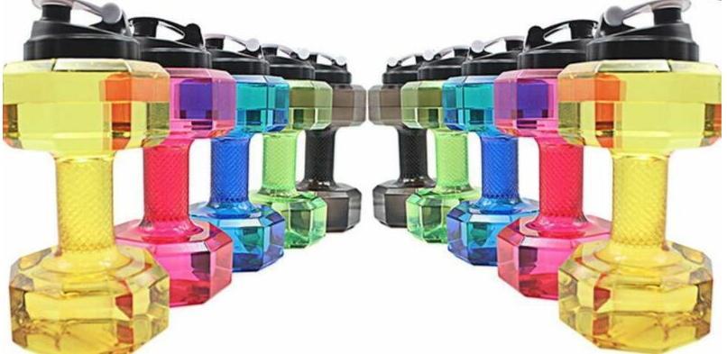 

2.2L Outdoor Gym Dumbbell Kettle Dumbbells Fitness Water Bottle Outdoor Fitness Bicycle Bike Camping Outdoor Water Bottle, Black