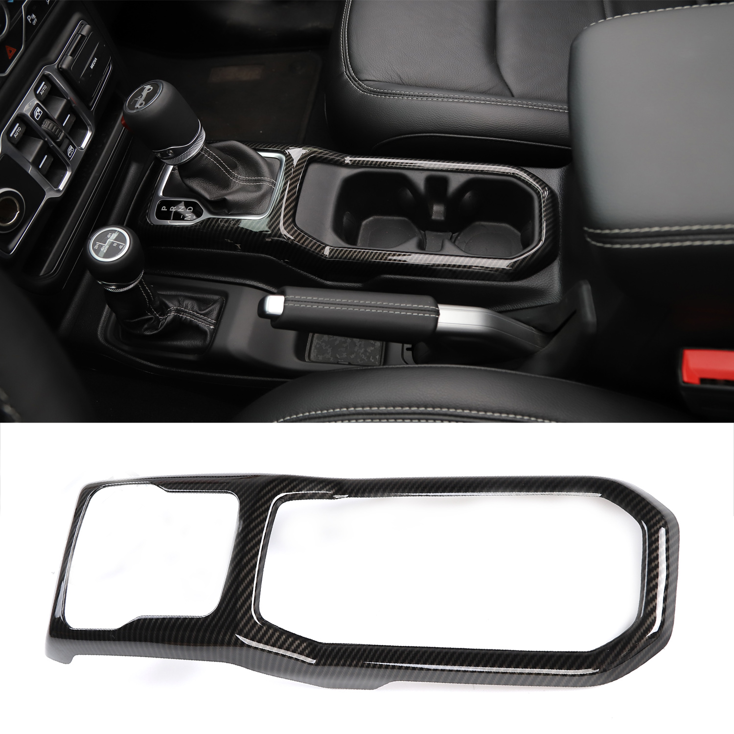 

Carbon fiber ABS Gear Shift Frame Panel Decoration Cover Fit For Jeep Wrangler JL 2018+ Auto Interior Accessories
