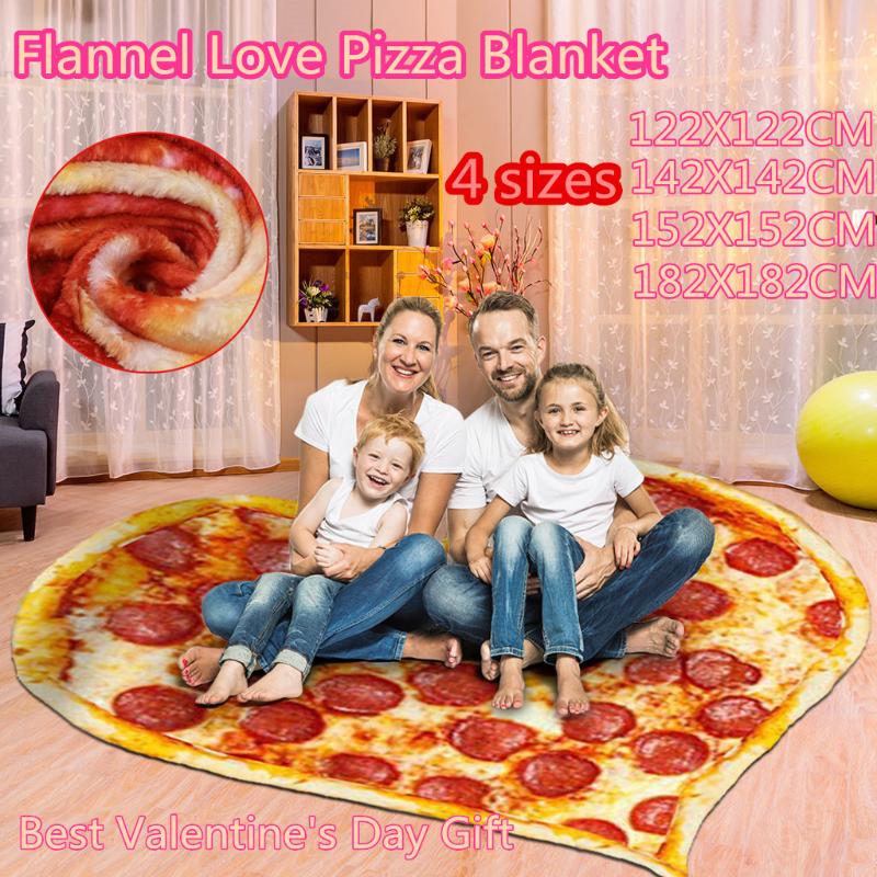 

Heart Shape Flannel Blank Pizza Pattern Comfort Double-sided Flannel Carpet For Living Room Picnic Mat Perfectly Towels#4 Blanket