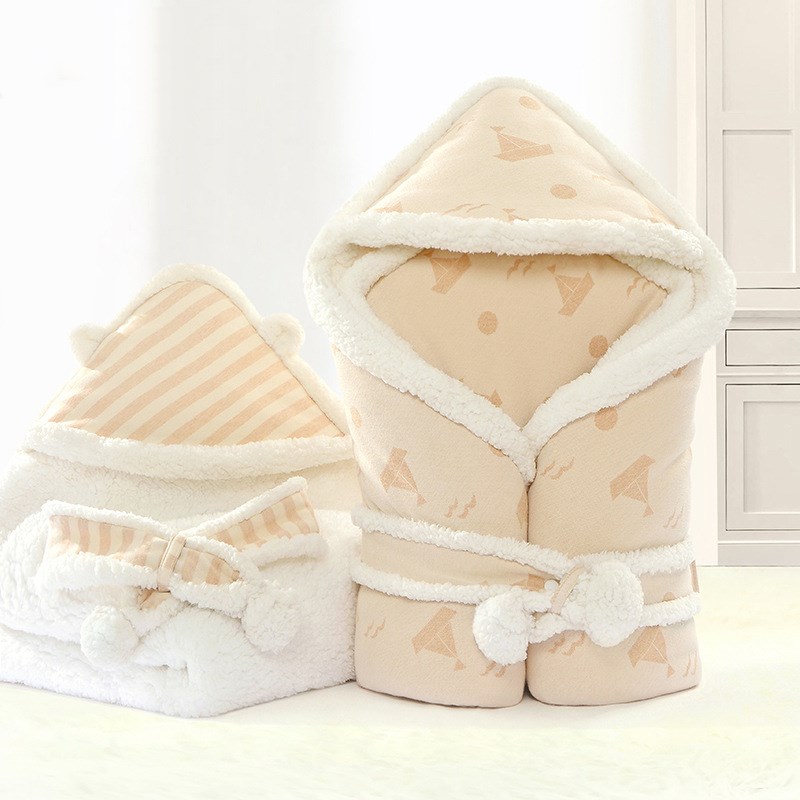 

Light Brown Newborn Receiving Blanket Fluffy Soft Baby Swaddle Winter Baby Boys Girls Blanket Cotton Infant Swaddle Wrap 80*80cm, Brown stripe