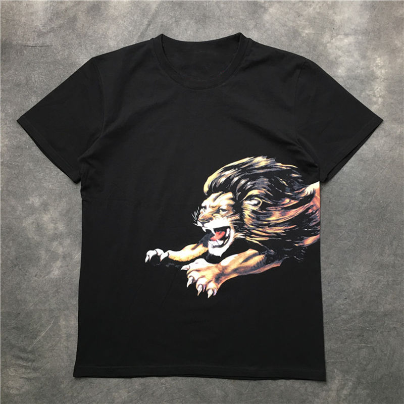 

19ss Summer T Shirt Fashion Lion Printing Mens Stylist T Shirt Short Sleeves High Quality Men Women Hip Hop Tees Size M-XXL, Gray