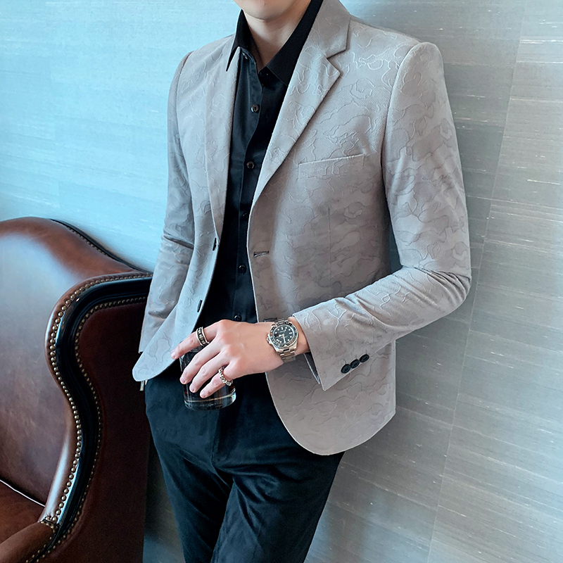 

MEN'S BLAZER New Fashion Korean style Embroidery Blazers Business Casual Slim Fit Suit jacket Men High Quality Dress Male, Black