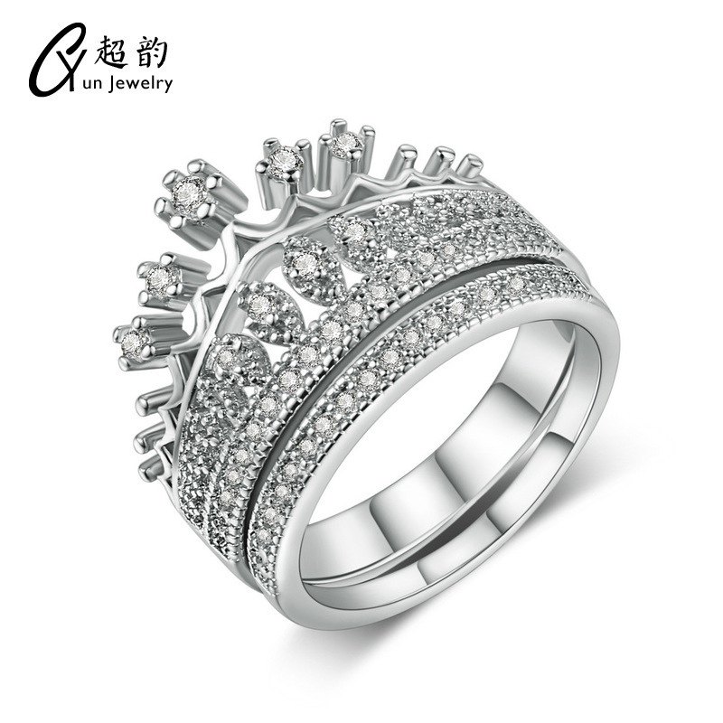 

An Crown Zirconium Stone Ring Ma'am Ornaments Lovers Ring Originality Fund Lovers Yes Ring, Silver