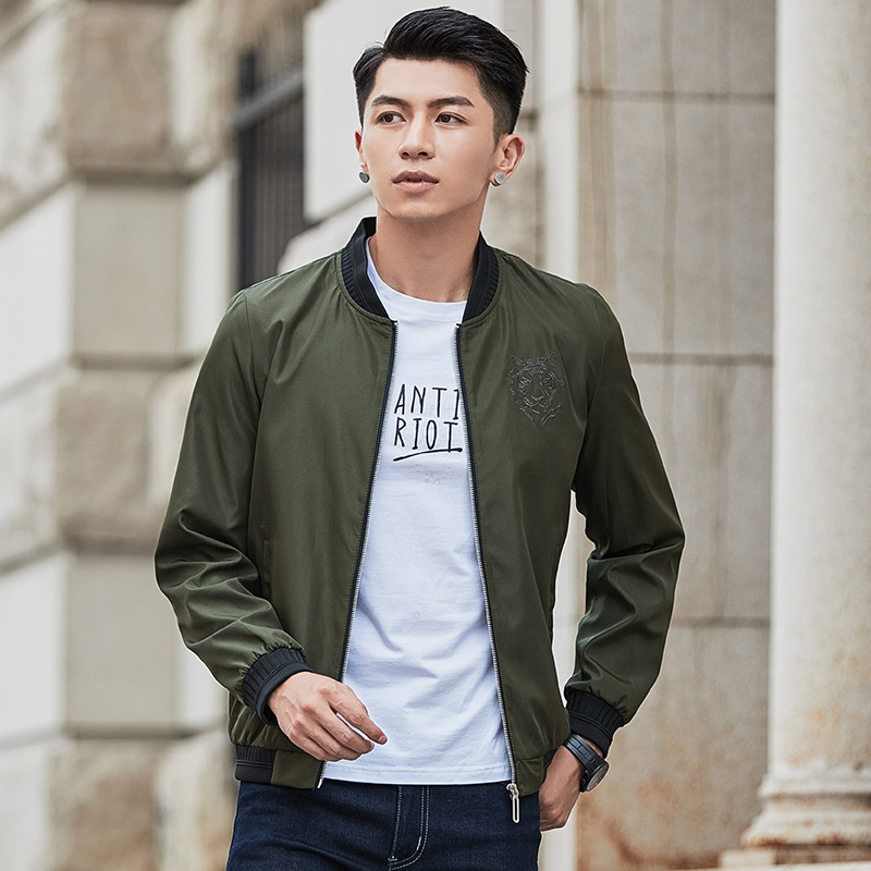 

Male Korean Bomber Baseball Varsity Clothes Casual Slim Jackets Autumn Embroidery Jacket Men Coat Japanese Streetwear Vintage, Black