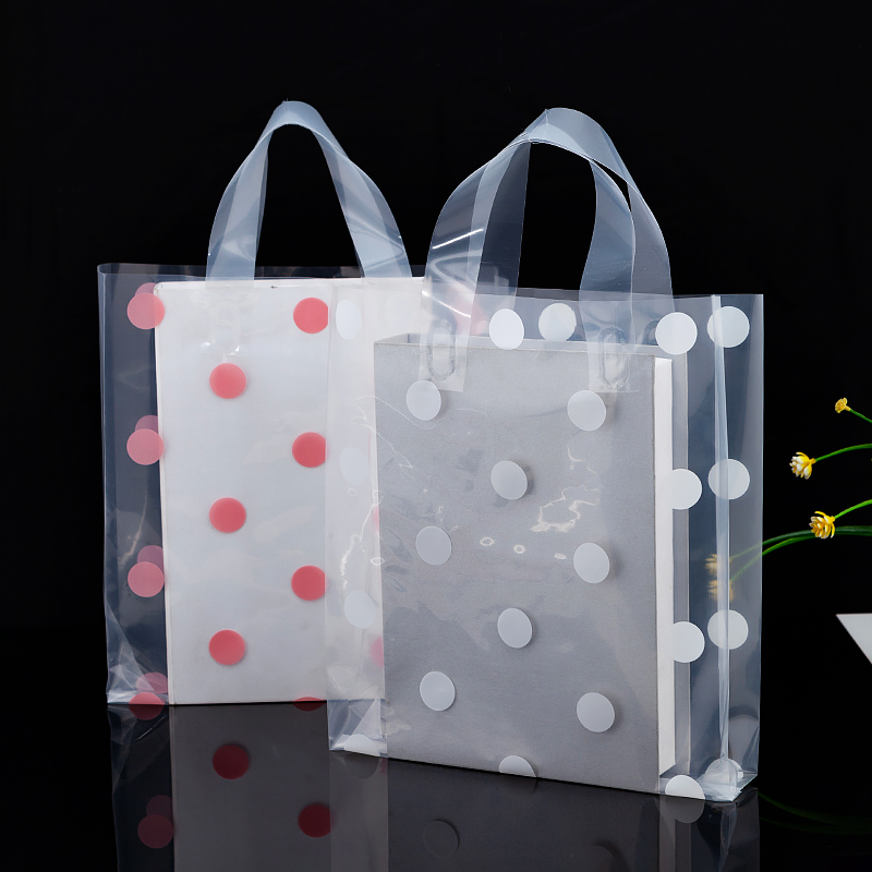 

50pcs/lot Large Polka dot white red Packaging Bag Thick Boutique Gift Clothing Plastic Bag Clear Personalized Dot