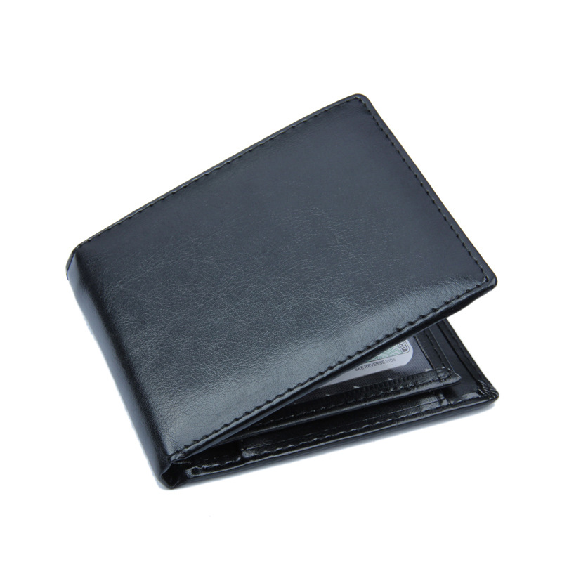 

Men Bags Bifold Business Leather ID Credit Card Holder Purse Pockets man's clutch man wallet high quality portefeuille homme TQ-093, Black